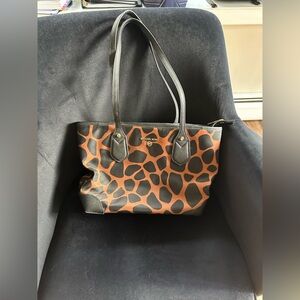 Michael Kors Black and Tan Animal Print Tote